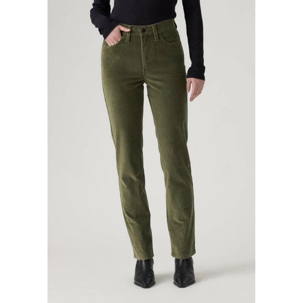 J McLaughlin Velvet Velour Green Straight Leg Pants Jeans Stretch Womens 6